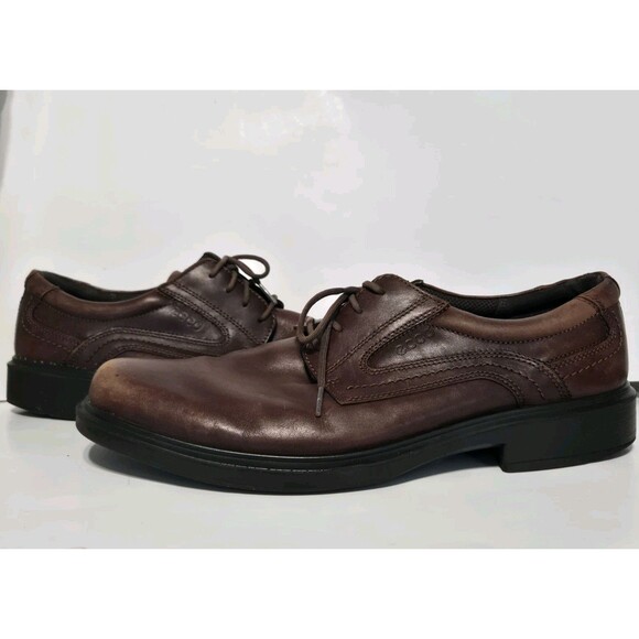 Ecco Shoes Mens 11 Brown Helsinki II Plain Toe Oxford Leather Business Casual - Picture 1 of 7